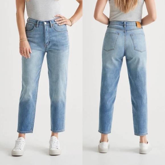 DU/ER Midweight Denim High Rise Arc Button Fly jeans size 27 90s tapered leg - Picture 1 of 10